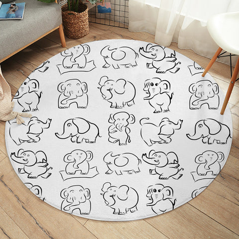 Image of Fun Elephant SW2001 Round Rug