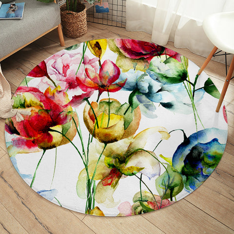 Image of Colorful Flowers SW2234 Round Rug