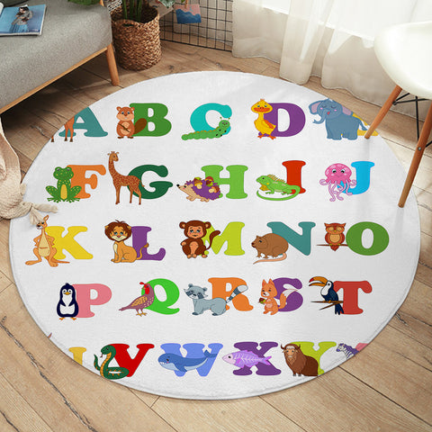 Image of Animal Alphabet SW1712 Round Rug