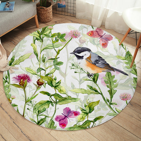Image of Sparrow & Butterflies SW2227 Round Rug