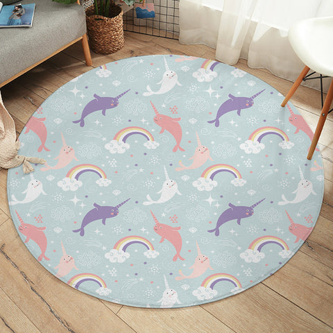 Image of Rainbow Narwhal SW2194 Round Rug