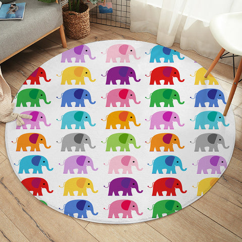 Image of Elephant Stickers SW2061 Round Rug