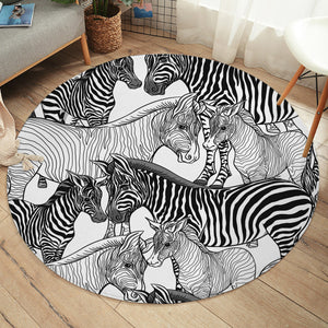 Zebras Sketch SW1660 Round Rug