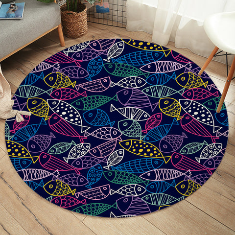 Image of Fish Motif SW2184 Round Rug