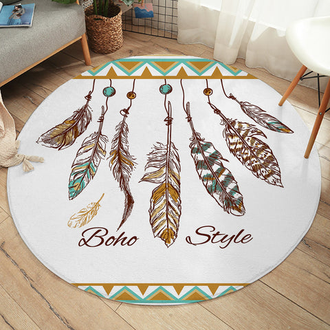 Image of Boho Feathers SW1649 Round Rug