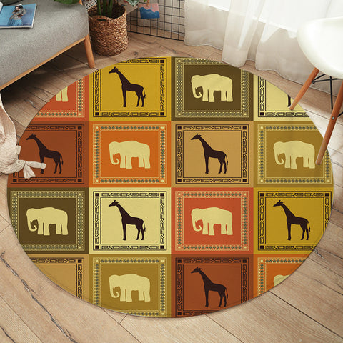 Image of Giraffe & Elephant Boxes SW1994 Round Rug