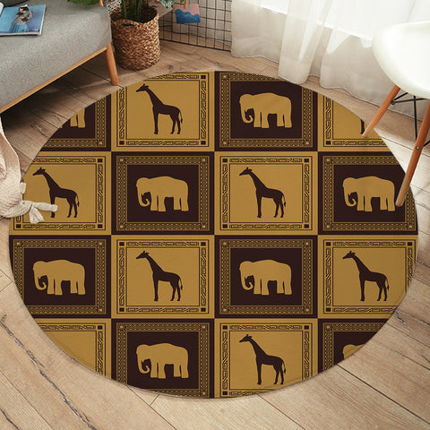 Image of Giraffe & Elephant Boxes SW2053 Round Rug