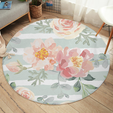 Image of Watercolored Flower SW2409 Round Rug