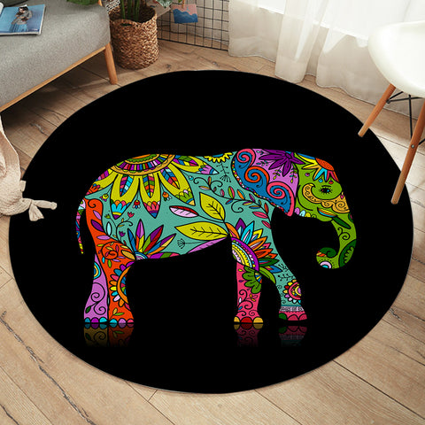 Image of Stylized Elephant SW2014 Round Rug