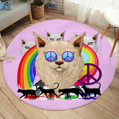 Image of Peace Cat SW2085 Round Rug