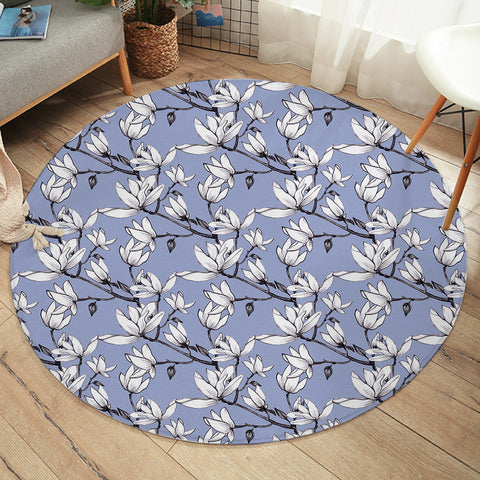 Image of White Flowers SW2254 Round Rug