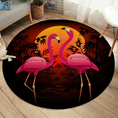 Image of Sunset Flamingos SW1617 Round Rug