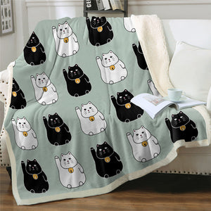 Cute Cats Themed Sherpa Fleece Blanket
