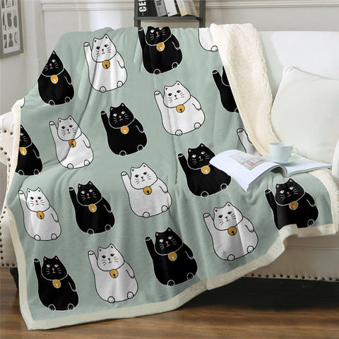 Image of Cute Cats Themed Sherpa Fleece Blanket