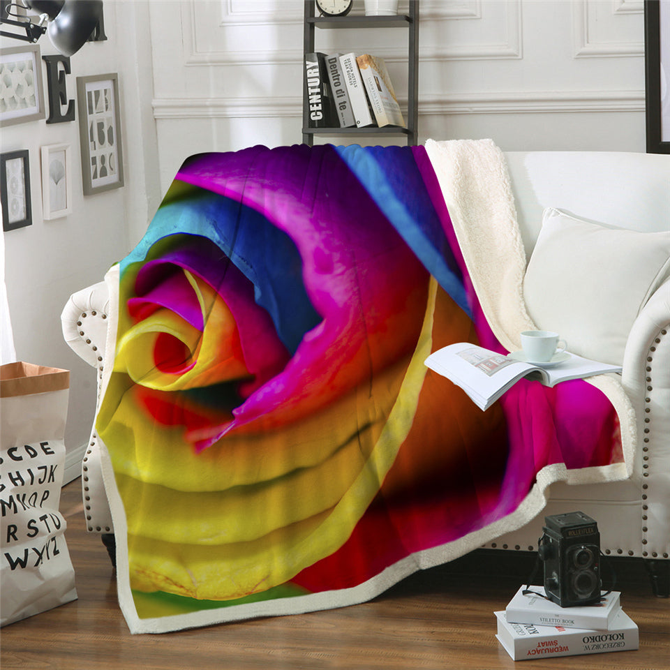 Colorful Rose Sherpa Fleece Blanket - Beddingify