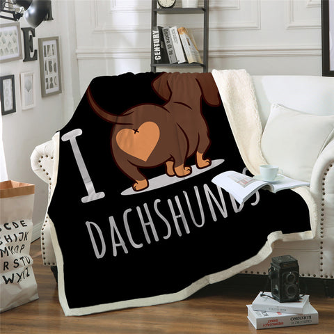 Image of I Love Dachshund Sherpa Fleece Blanket - Beddingify