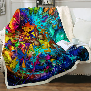 Hippie Butterfly Sherpa Fleece Blanket