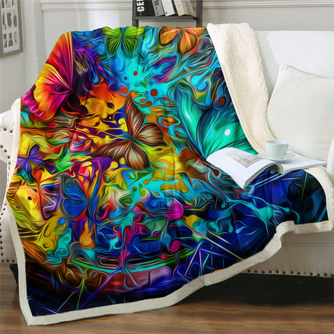 Image of Hippie Butterfly Sherpa Fleece Blanket