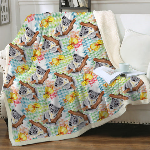 Image of Cute Koala Sherpa Fleece Blanket