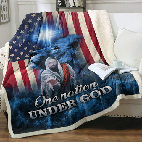 Image of One Nation Under God - America Flag SWMT9810 Fleece Blanket