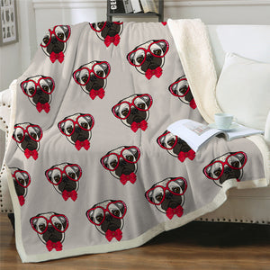 Kid Bulldog Themed Sherpa Fleece Blanket