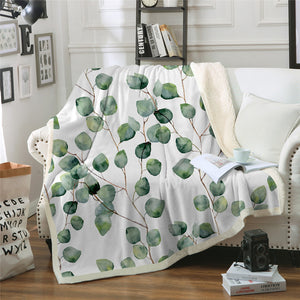 Leaves Sherpa Fleece Blanket - Beddingify