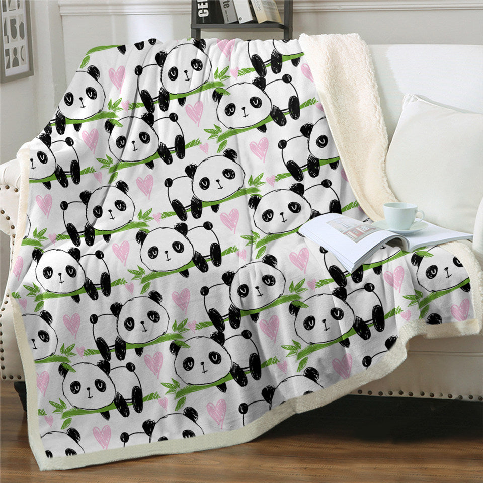 Cute Panda Pattern Sherpa Fleece Blanket