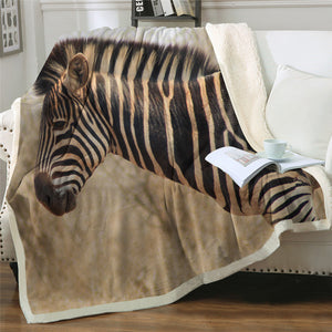 3D Zebra Sherpa Fleece Blanket