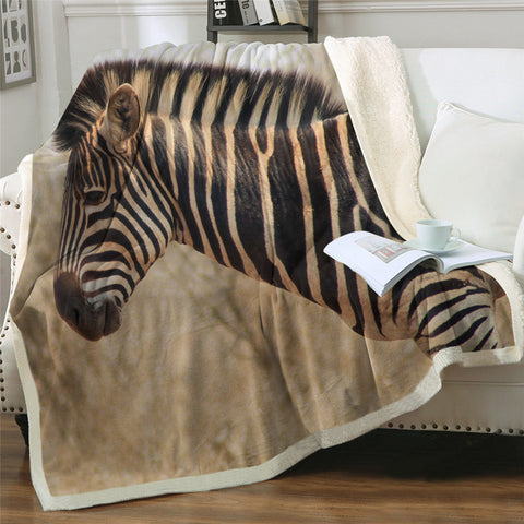 Image of 3D Zebra Sherpa Fleece Blanket