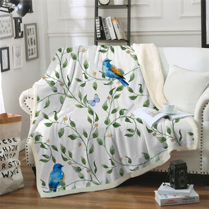 Birds Themed Sherpa Fleece Blanket - Beddingify