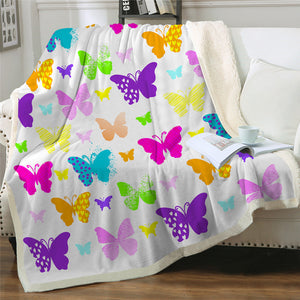 Adorable Butterflies Themed Sherpa Fleece Blanket