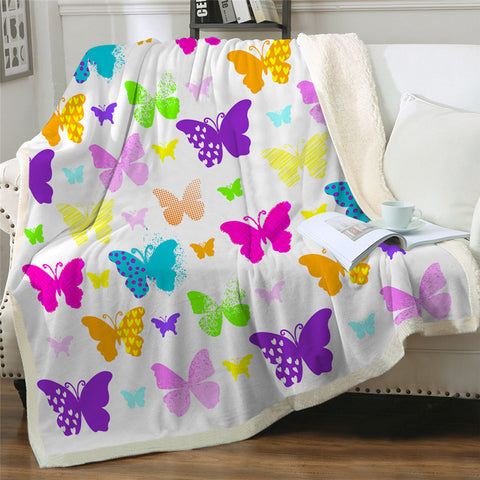 Image of Adorable Butterflies Themed Sherpa Fleece Blanket