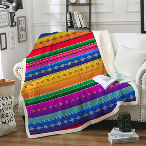 Colorful Stripe African Themed Sherpa Fleece Blanket - Beddingify