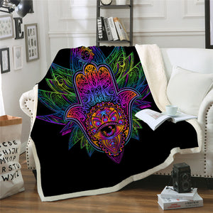 Colorful Hamsa Hand Sherpa Fleece Blanket - Beddingify