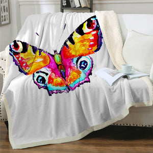 Orange Butterfly Sherpa Fleece Blanket
