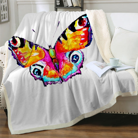 Image of Orange Butterfly Sherpa Fleece Blanket