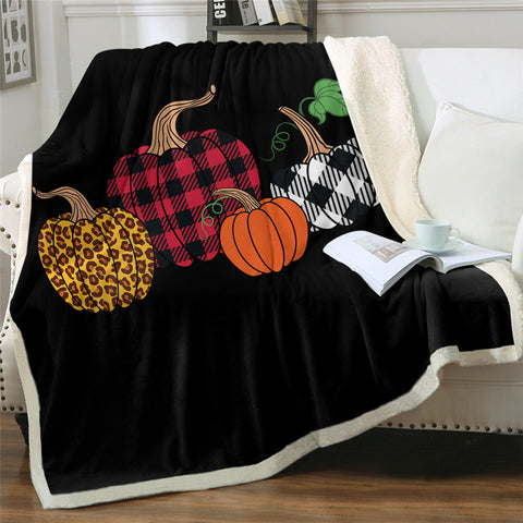 Image of Fashioned Pumpkins Sherpa Fleece Blanket