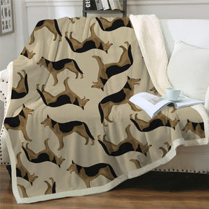 Brown Dogs Sherpa Fleece Blanket