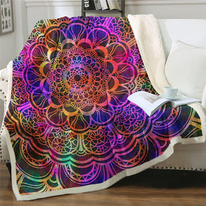 Colorful Mandala Pattern Sherpa Fleece Blanket