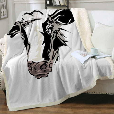 Image of Cow Face Sherpa Fleece Blanket