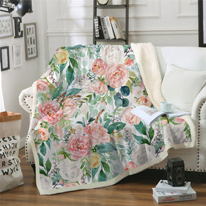 Beautiful Floral Sherpa Fleece Blanket - Beddingify