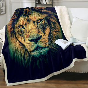 King Lion Sherpa Fleece Blanket