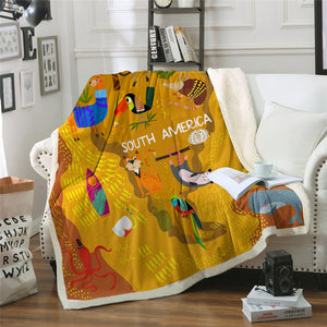 South Africa Map Themed Sherpa Fleece Blanket - Beddingify