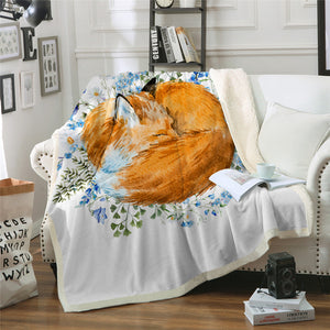 Sleeping Fox Sherpa Fleece Blanket - Beddingify