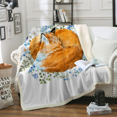 Image of Sleeping Fox Sherpa Fleece Blanket - Beddingify