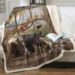 Simply Blessed - Country Horse Theme SWMT9815 Fleece Blanket