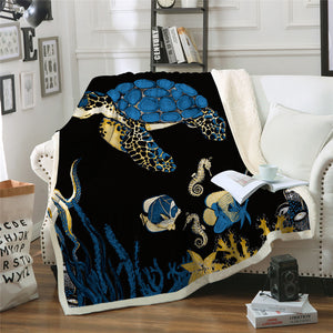 Sea Turtle Sherpa Fleece Blanket - Beddingify