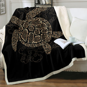 Black Turtle Sherpa Fleece Blanket