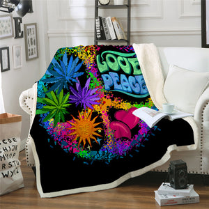 Love Peace Sign Sherpa Fleece Blanket