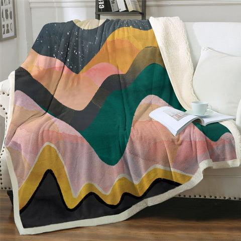 Image of Abstract Mountain Sherpa Fleece Blanket